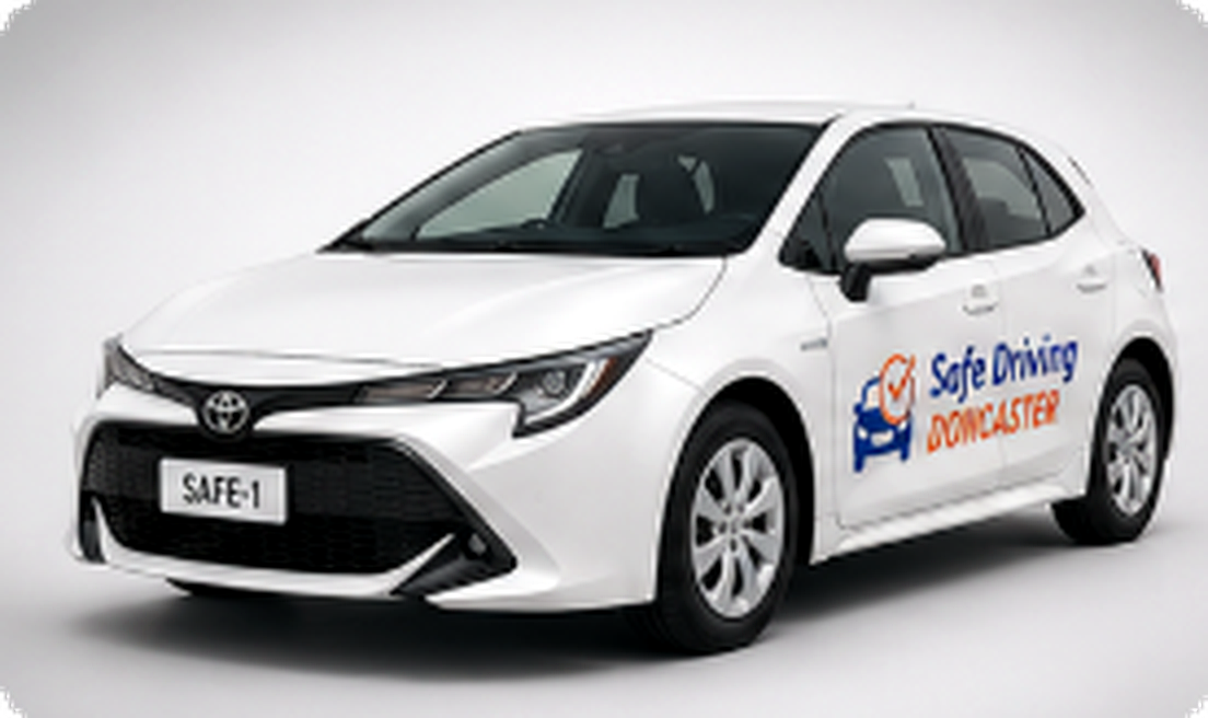 White Toyota Corolla Hybrid training vehicle