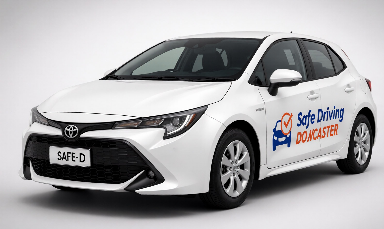 White Toyota Corolla Hybrid training vehicle